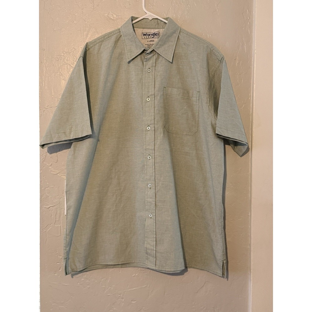Wrangler Authentics Men's Short Sleeve Twill Button-Up Shirt XL Sage Green